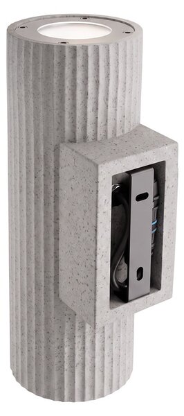 Applique Cilindrica in Cemento Scuro Rigato GU10 IP65 - NOVILUMIO