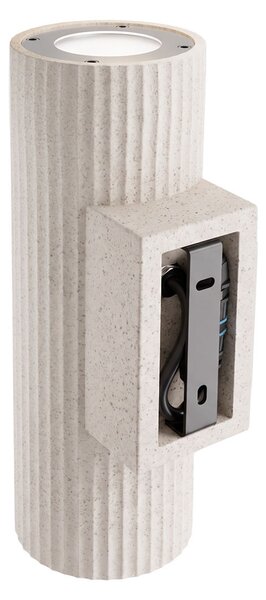 Applique Cilindrica in Cemento Chiaro Rigato GU10 IP65 - NOVILUMIO