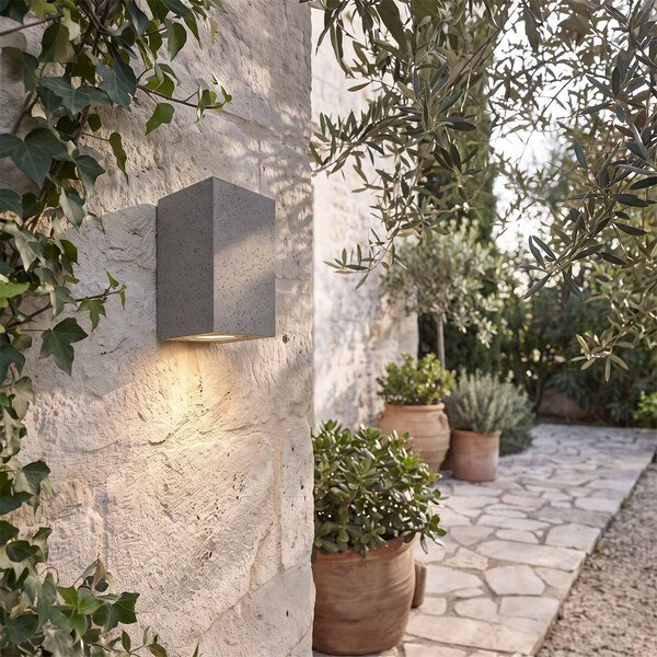 Applique Rettangolare in Cemento Scuro GU10 IP65 - NOVILUMIO