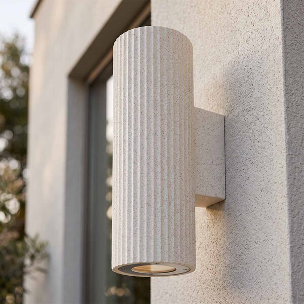 Applique Cilindrica in Cemento Chiaro Rigato GU10 IP65 - NOVILUMIO