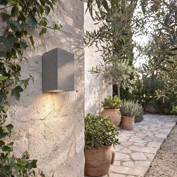 Applique Rettangolare in Cemento Scuro GU10 IP65 - NOVILUMIO