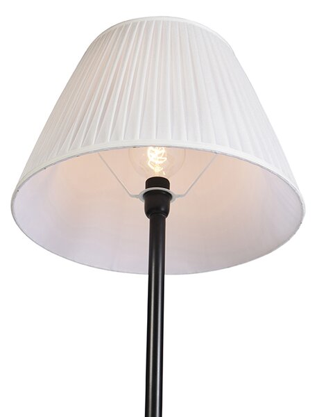 Lampada da terra moderna nera con paralume plissettato bianco 45 cm - Simplo