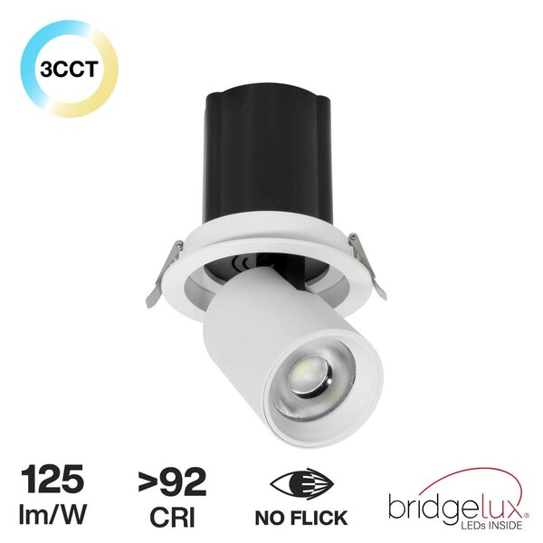 Faro LED da Incasso 30W Orientabile CCT Foro Ø120mm 60° Bridgelux LED Colore Bianco Variabile CCT