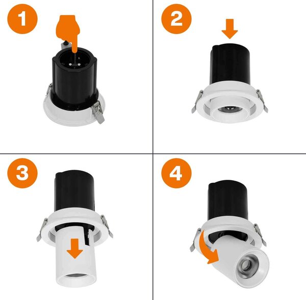 Faro LED da Incasso 30W Orientabile CCT Foro Ø120mm 60° Bridgelux LED Colore Bianco Variabile CCT