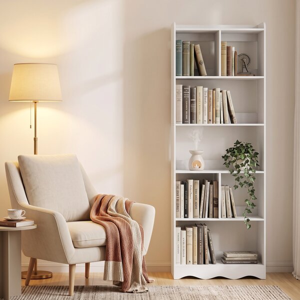 HOMCOM Libreria con Mensole Aperte Divise, 6 Ripiani, Bianca | Aosom Italy