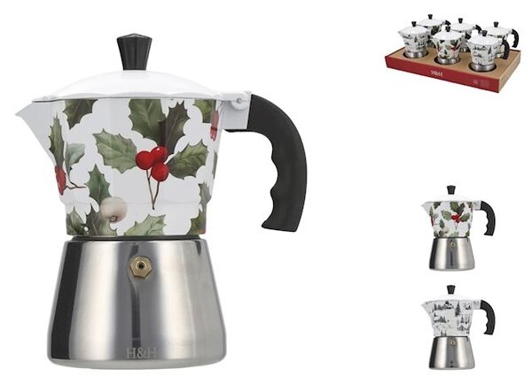 Caffettiera 3 tazze in alluminio e acciaio inox