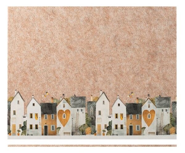 Tovaglietta rettangolare in feltro, decoro case 45 × 35 cm