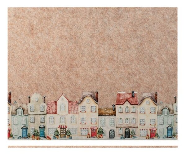 Tovaglietta rettangolare in feltro, decoro case 45 × 35 cm