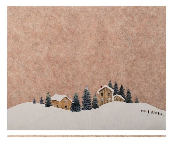 Tovaglietta rettangolare in feltro, decoro case 45 × 35 cm