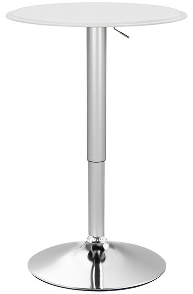 HOMCOM Tavolo Bar Rotondo Ø63 cm, Regolabile in Altezza 67-93cm con Struttura in Metallo, Piano Girevole 360°, per Cucina Sala da Pranzo, Bianco | Aosom Italy