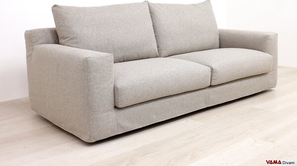 Divano Moderno Completamente Sfoderabile in Tessuto Grigio