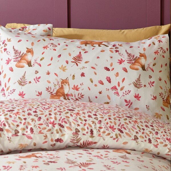 Set copripiumino e federa arancione e beige per letto matrimoniale 200x200 cm Woodland Fox – Catherine Lansfield