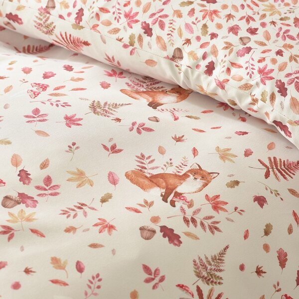 Set copripiumino e federa arancione e beige per letto matrimoniale 200x200 cm Woodland Fox – Catherine Lansfield