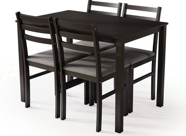 Set TORINO tavolo + 4 sedie Nero/Grigio Chiaro (tessuto Sawana 21) – SET IN LEGNO PER CUCINA/SALA DA PRANZO