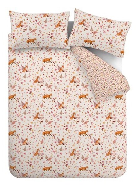 Set copripiumino e federa arancione e beige per letto matrimoniale 200x200 cm Woodland Fox – Catherine Lansfield