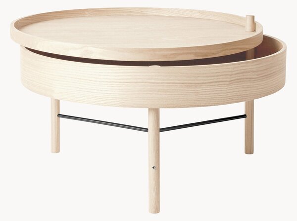 Tavolino rotondo in legno di quercia con vano contenitore Turning Table