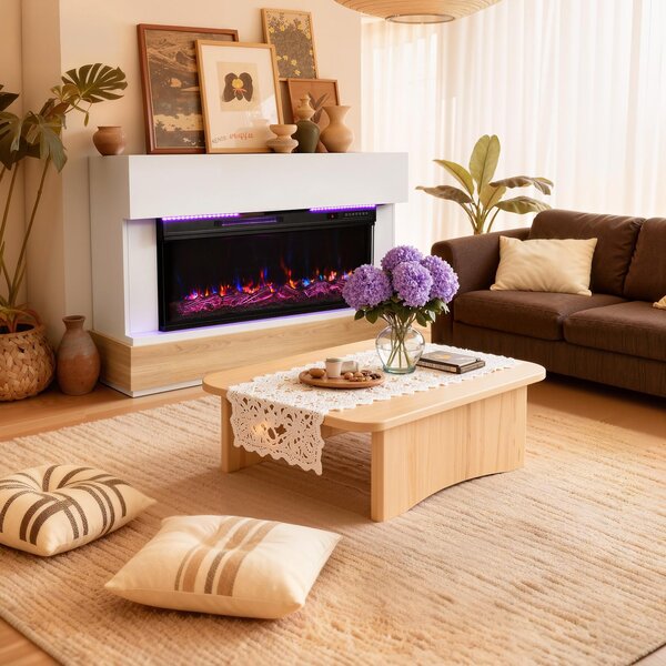 Caminetto elettrico HOMAVO 36" con mobile, fiamme 3D, 12 colori, riscaldamento 1000/2000W, telecomando, protezione da surriscaldamento, timer