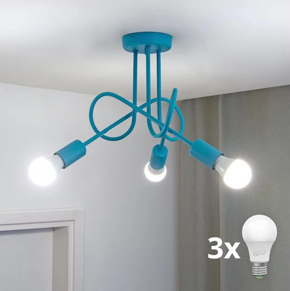 Lampadario a incasso per bambini con LED OXFORD 3xE27/15W/230V Blu