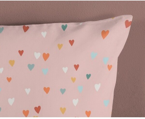 Set copripiumino e federa da bambini rosa/beige in cotone per letto singolo 140x200 cm Louie – Good Morning