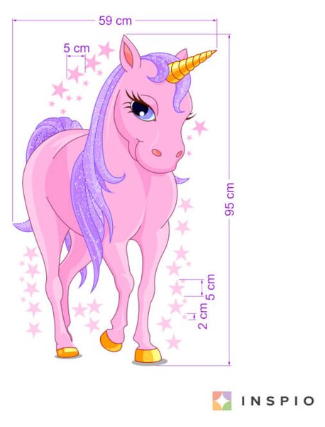 Adesivo per bambina - Unicorno rosa