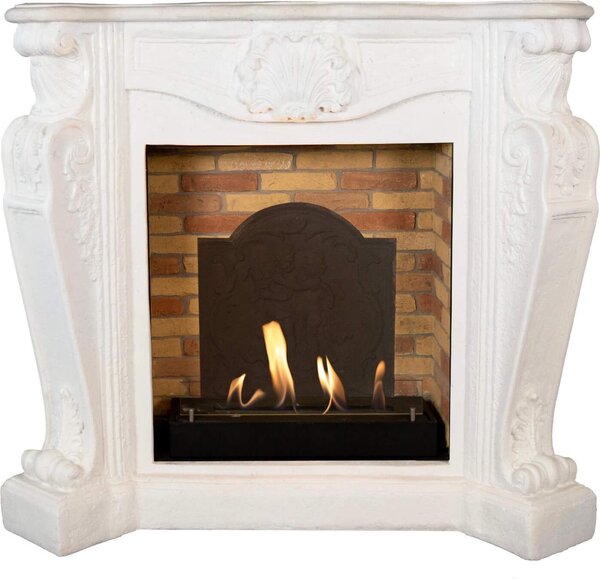 Caminetto a etanolo Xaralyn - Louis BME-W - pietra naturale bianca - riscaldamento a 3 kW - caminetto da incasso incluso - caminetto decorativo