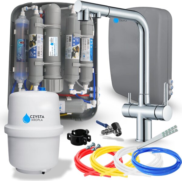 Filtro per l'acqua RO7 Slim e rubinetto da cucina Venom estraibile cromato