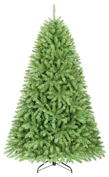 Costway Albero di natale decorazione natalizia innevata base in metallo incrociata, Albero di natale artificiale preilluminato con 600 luci led 183 cm