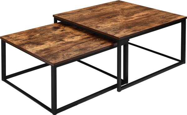 Tavoli Da Caffe' Loft Rustic Coffee Table Set 2 Table 2In1