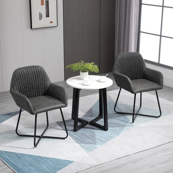 HOMCOM Set 2 Sedie Moderne per Sala da Pranzo, Cucina o Soggiorno, Sedie Imbottite in Similpelle Grigia 60x56.5x85 cm | Aosom Italy