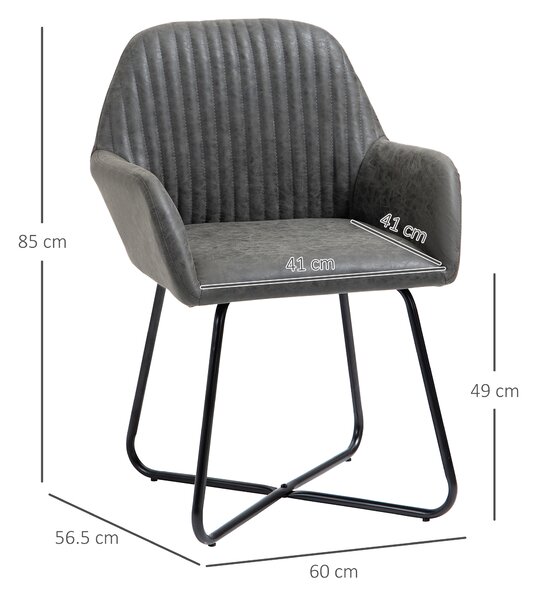 HOMCOM Set 2 Sedie Moderne per Sala da Pranzo, Cucina o Soggiorno, Sedie Imbottite in Similpelle Grigia 60x56.5x85 cm | Aosom Italy