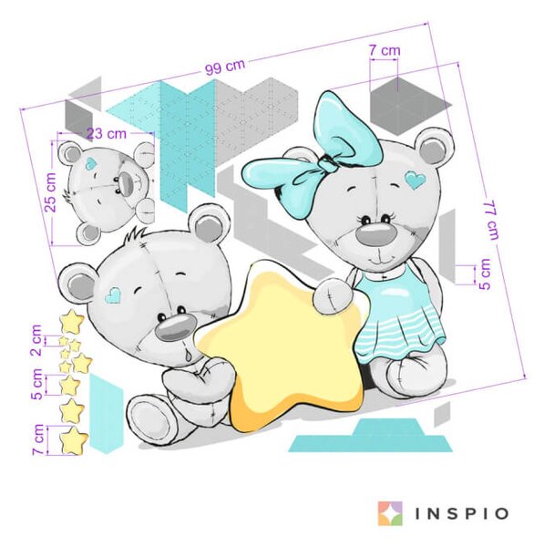 Adesivi colore menta con la stella e il nome della bambina