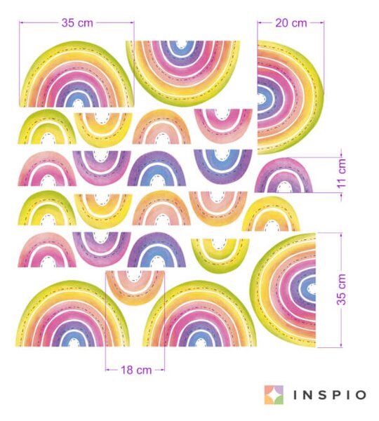 Adesivi degli arcobaleni in vari colori per la camera dei bambini