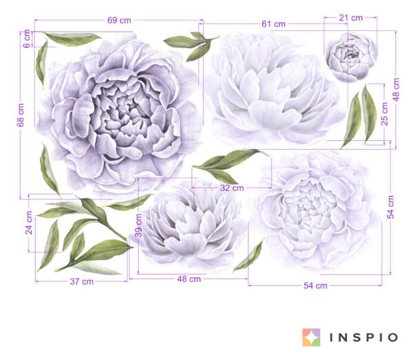 Carta da parati floreale autoadesiva - Peonie Viola