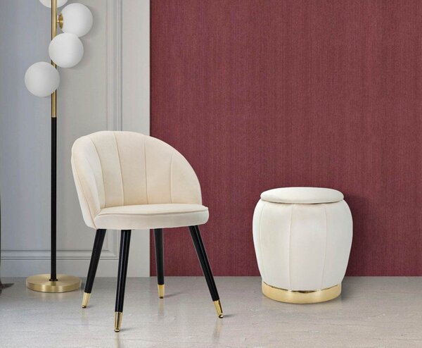 Sgabello in velluto crema Paris - Mauro Ferretti