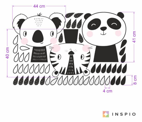 Animali in bianco e nero per le pareti della camera dei bambini