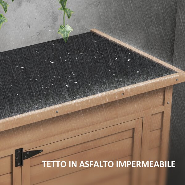 Outsunny Armadio da Giardino in Legno con Ripiano Regolabile e Catenaccio, 75x56x117cm, Marrone|Aosom
