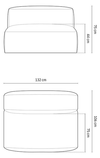 Parte divano componibile marrone chiaro (solo con parte centrale) con rivestimento in velluto Martina – Micadoni