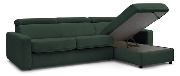 Divano angolare in verde scuro allungabile (con composizione variabile) Monaco – Bobochic Paris