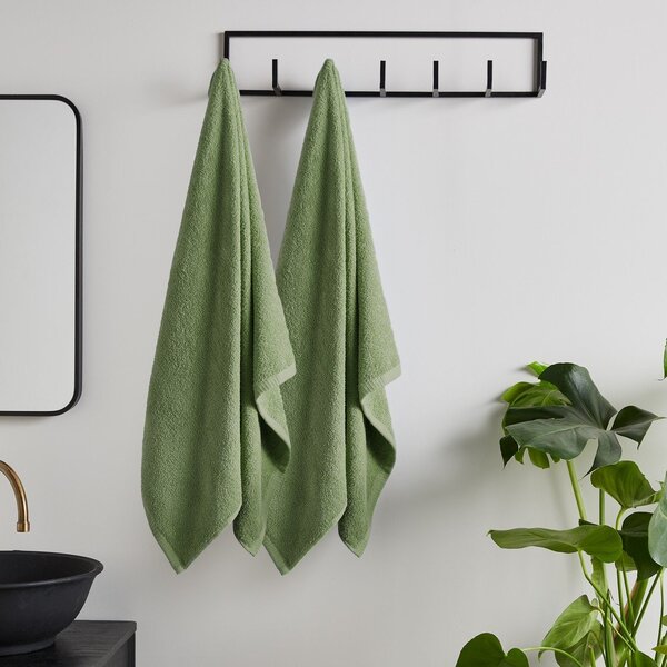 Set di asciugamani con asciugatura rapida/tipo terry verdi in cotone 2 pz 90x140 cm Quick Dry – Catherine Lansfield