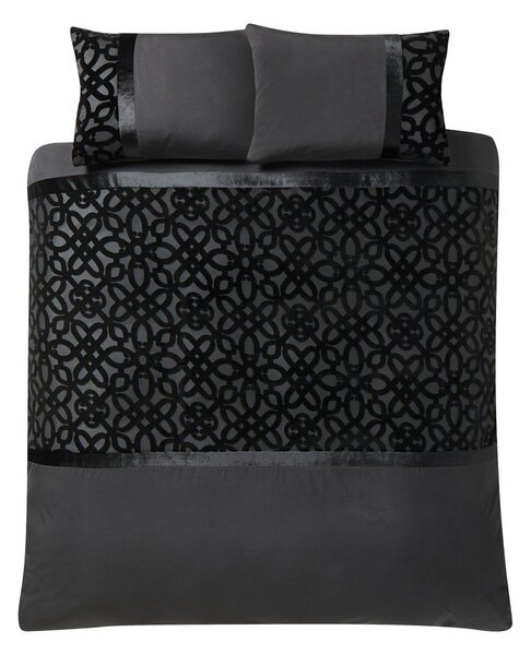 Set copripiumino e federa nero in velluto per letto matrimoniale e per letto esteso 230x220 cm Lattice Cut – Catherine Lansfield