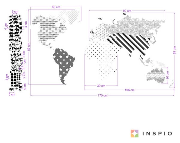 Adesivo da parete - Mappa Texture per bambini