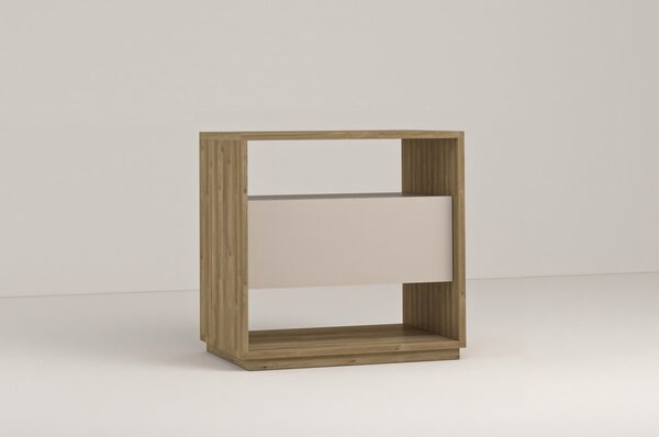 Comodino color crema/di colore naturale con effetto rovere Dennis – Marckeric