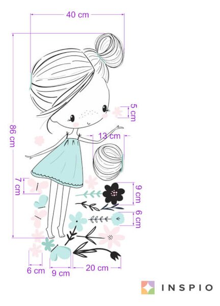 Fata INSPIO di colore rosa-menta con farfalle e fiori