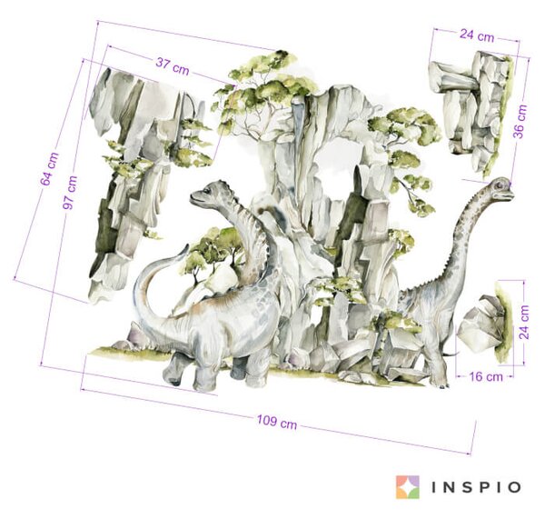 Adesivi da parete - Dinosauri tra le montagne rocciose