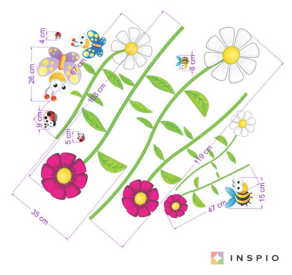 Adesivo da parete - Api, Farfalle, Coccinella e Fiori