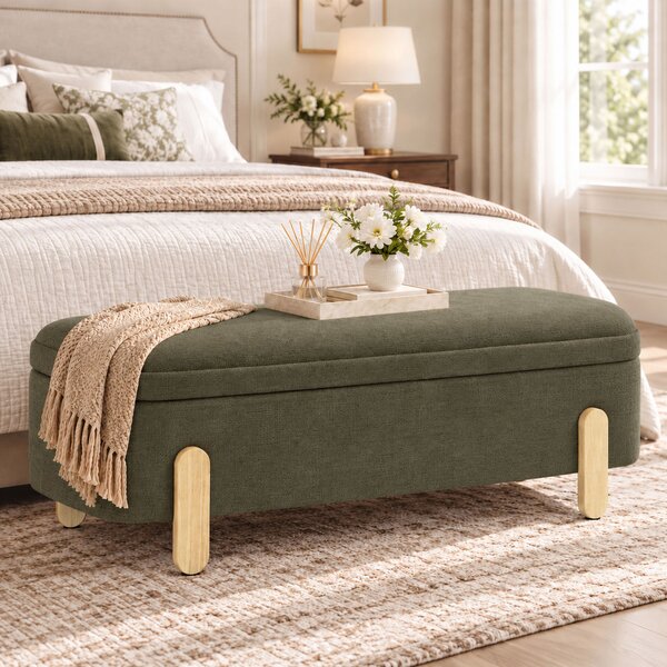 HOMCOM Cassapanca Pouf Contenitore Poggiapiedi Grande 108x40x40cm, Seduta Imbottita 2 Posti, 220kg, Soggiorno, Verde | Aosom Italy
