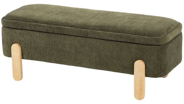 HOMCOM Cassapanca Pouf Contenitore Poggiapiedi Grande 108x40x40cm, Seduta Imbottita 2 Posti, 220kg, Soggiorno, Verde | Aosom Italy