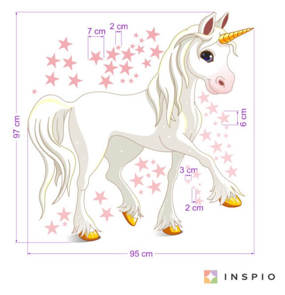Adesivo dell´unicorno con le stelle rosa
