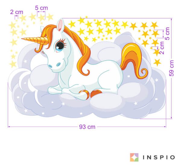 Autoadesivo infantile Unicorno nelle nuvole
