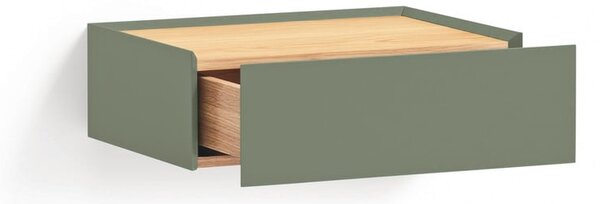Comodino verde con piano effetto rovere da parete Arista – Teulat